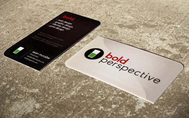 Business Card Designs - Bold Perspective Leaf Business Card Shape - Bold Perspective