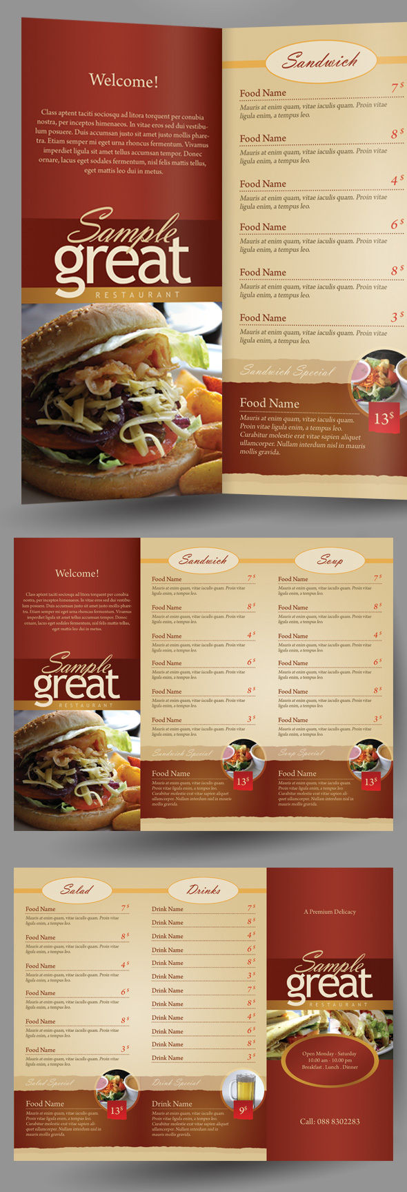 Tri-fold Take-out Menus