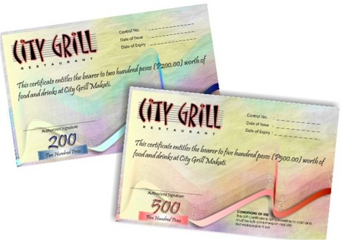 Restaurant Gift Certificates